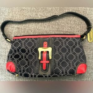 Tignanello handbag purse beautiful black & red color q